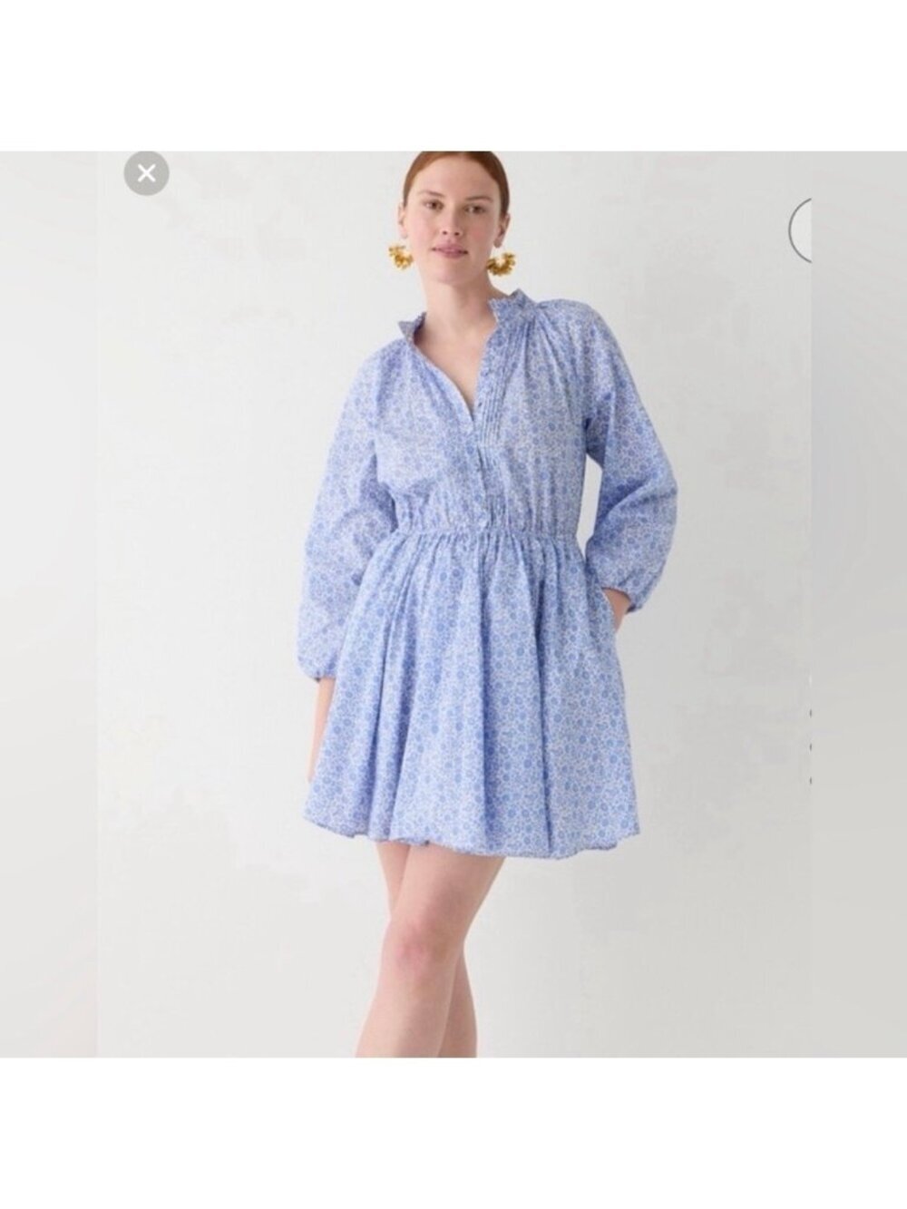 J.Crew Ruffle-collar mini dress in Liberty D'Anjo Coast fabric